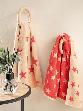 CAWÖ | Gästetuch NEW STAR 30x50cm Beige/Basalt | rot